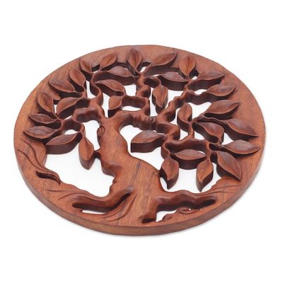 Alternate image for Hand Carved Balinese Relief Panel of the Tree of Life Venerable Tree