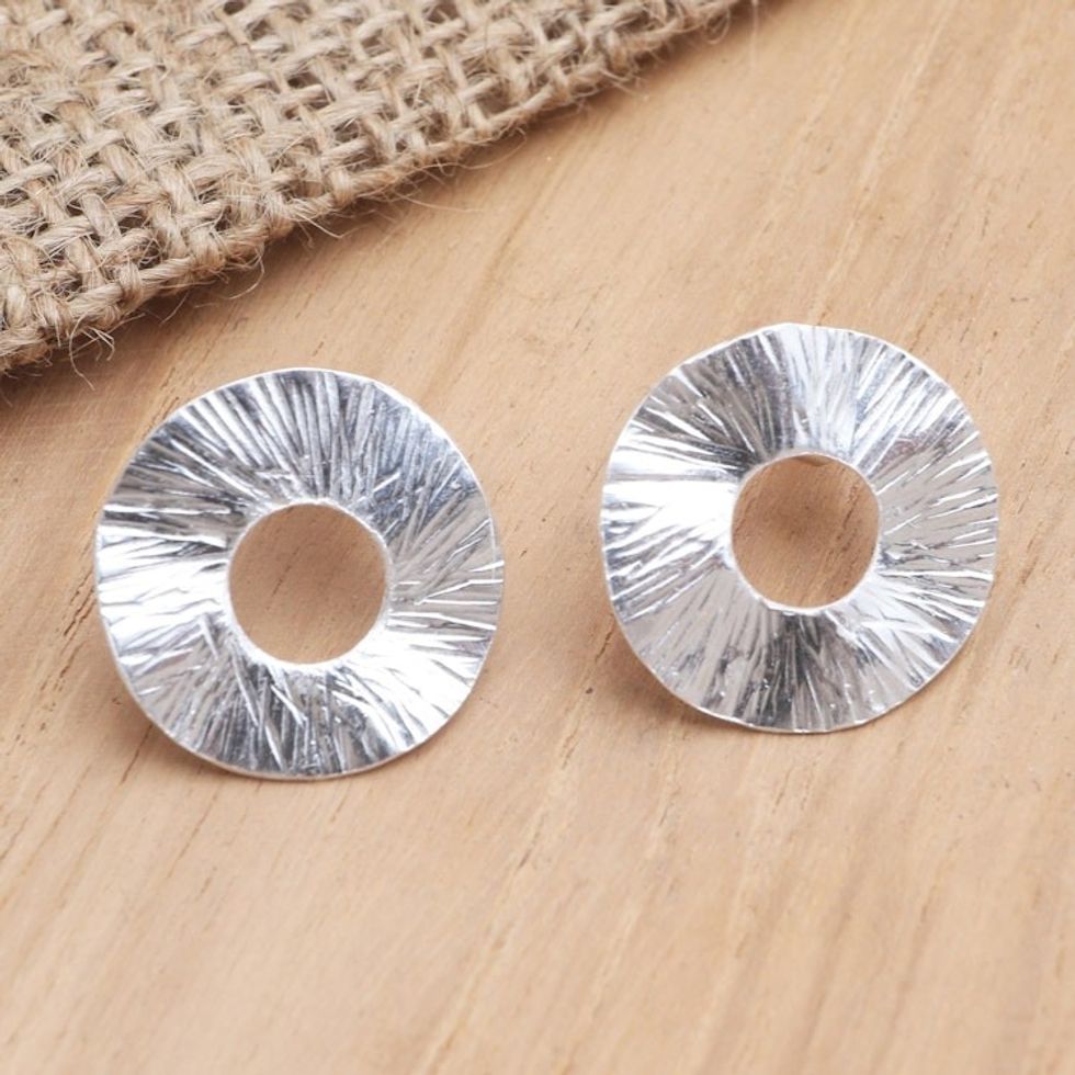 Circular Sterling Silver Drop Earrings 'Focus on Kindness'