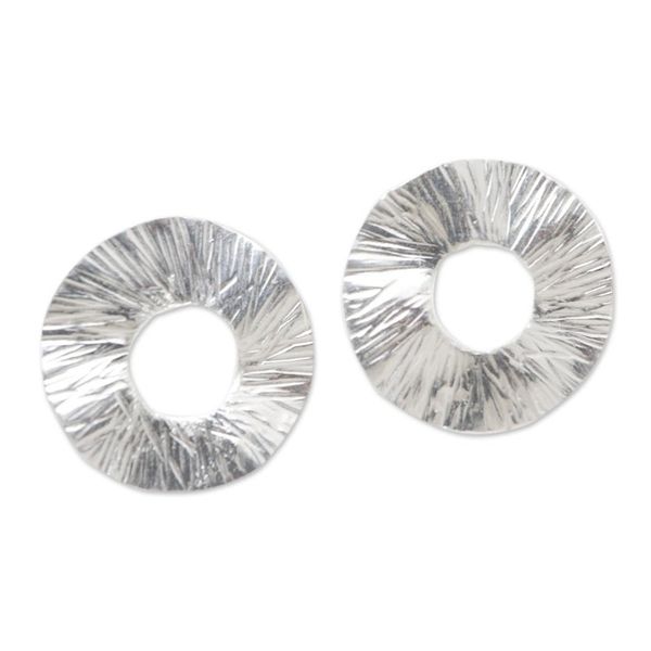 Alternate image for Circular Sterling Silver Drop Earrings Focus on Kindness