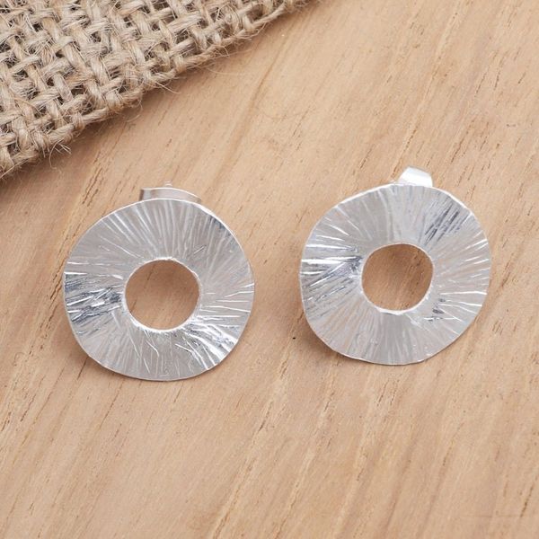 Alternate image for Circular Sterling Silver Drop Earrings Focus on Kindness