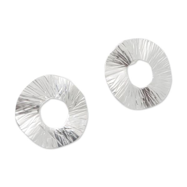 Alternate image for Circular Sterling Silver Drop Earrings Focus on Kindness