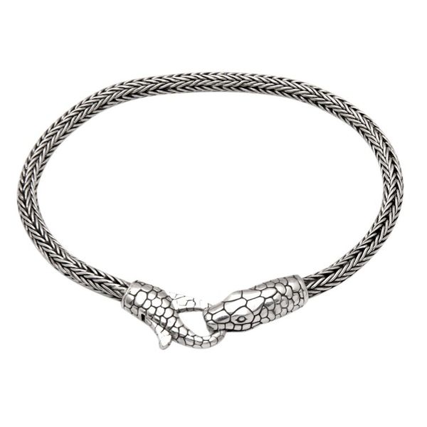Alternate image for Sterling Silver Naga Chain Bracelet with Snake Pendant Serpent Allure