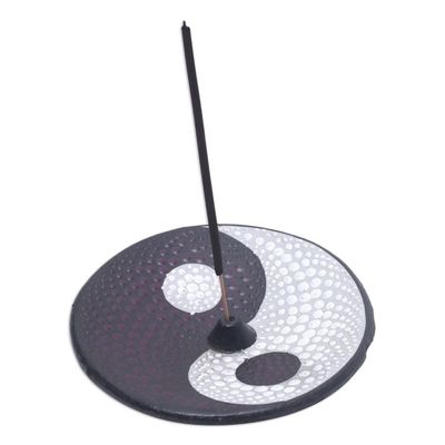 Alternate image for Yin Yang Ceramic Incense Holder Hand-painted in Indonesia Yin Yang