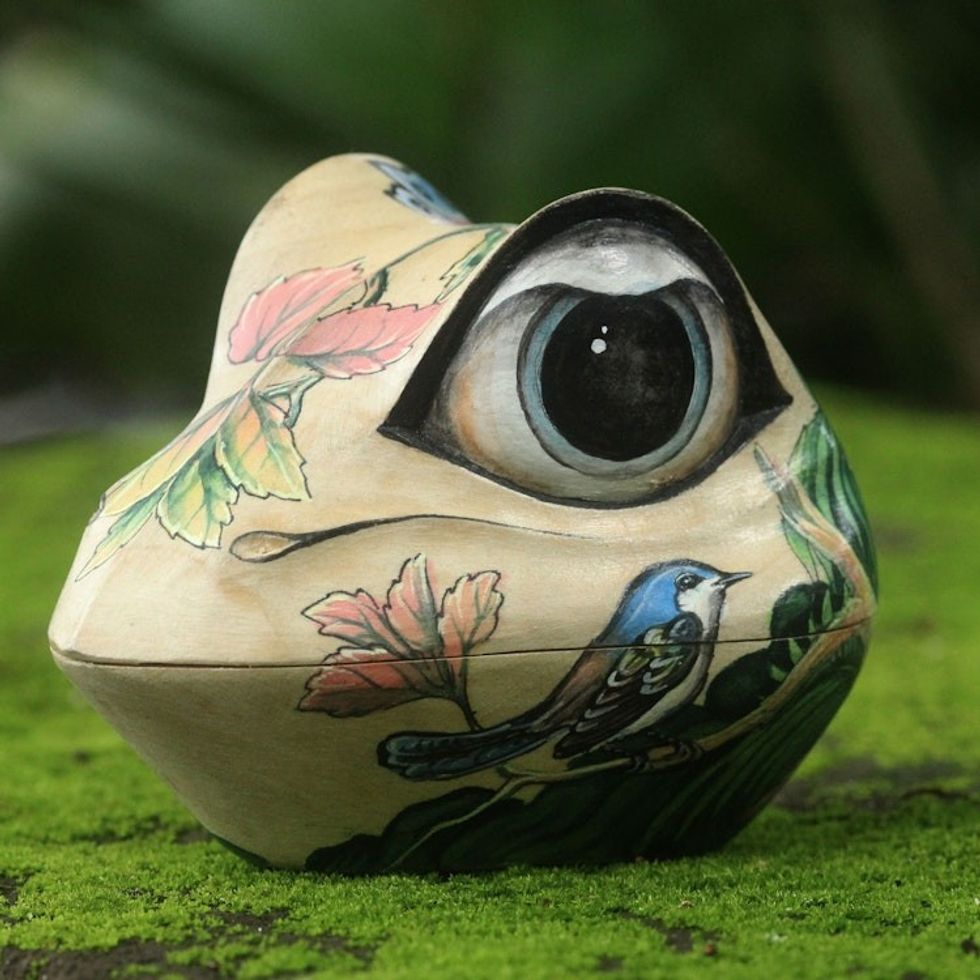 Frog Sculpture Hand Painted Box 'Ubud Frog'