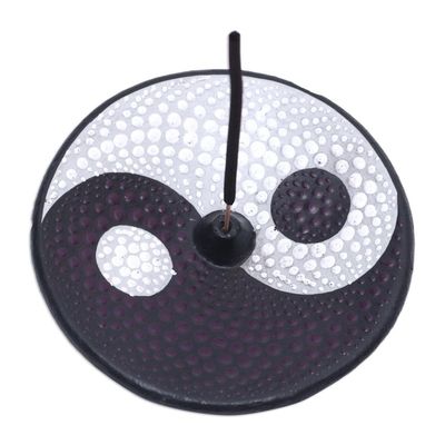 Alternate image for Yin Yang Ceramic Incense Holder Hand-painted in Indonesia Yin Yang