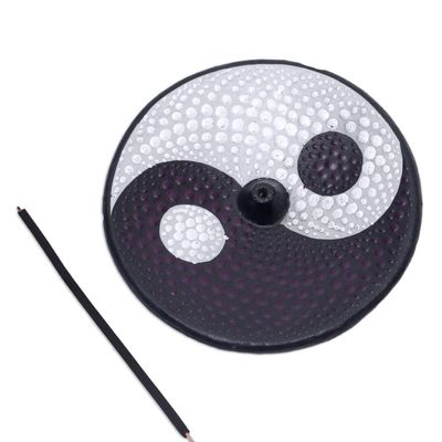 Alternate image for Yin Yang Ceramic Incense Holder Hand-painted in Indonesia Yin Yang