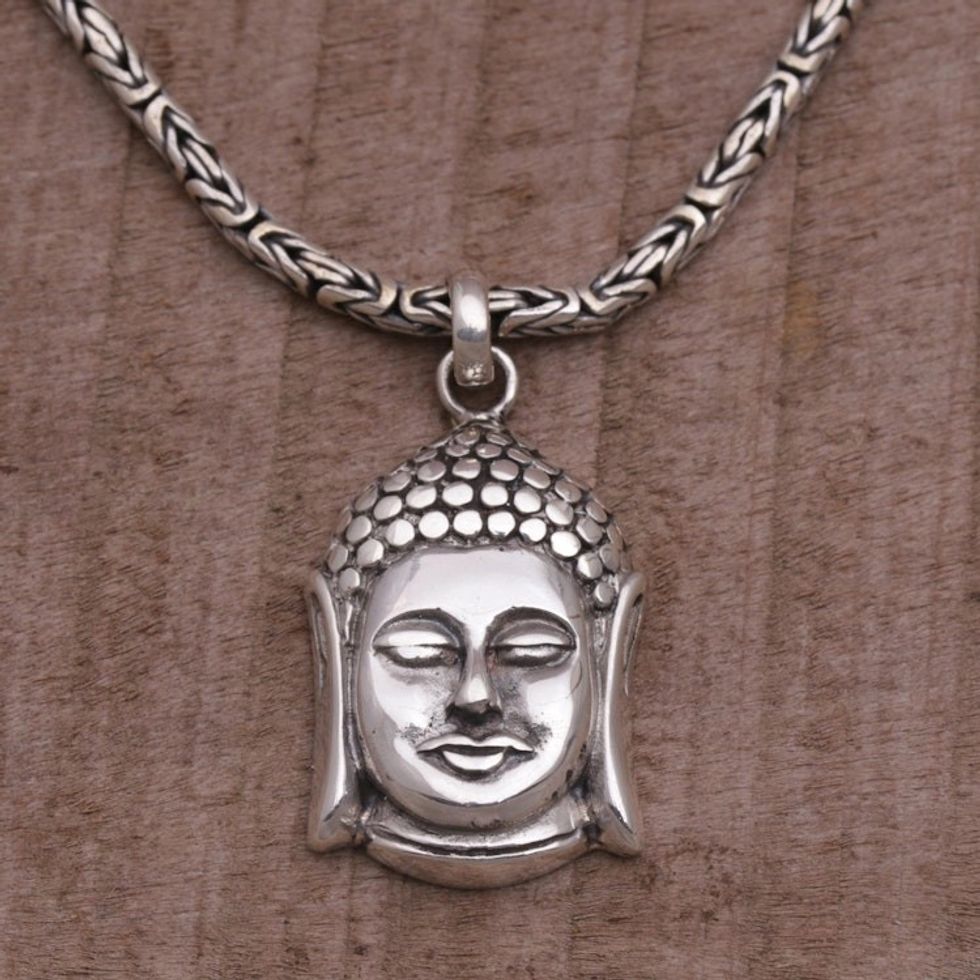 Sterling Silver Buddha Pendant Necklace from Bali 'Charm of Buddha'