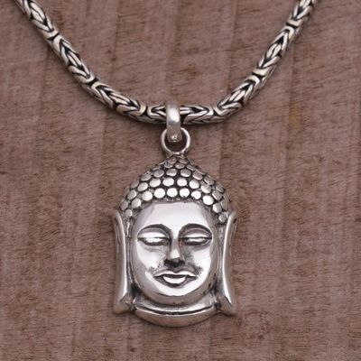 Alternate image for Sterling Silver Buddha Pendant Necklace from Bali Charm of Buddha