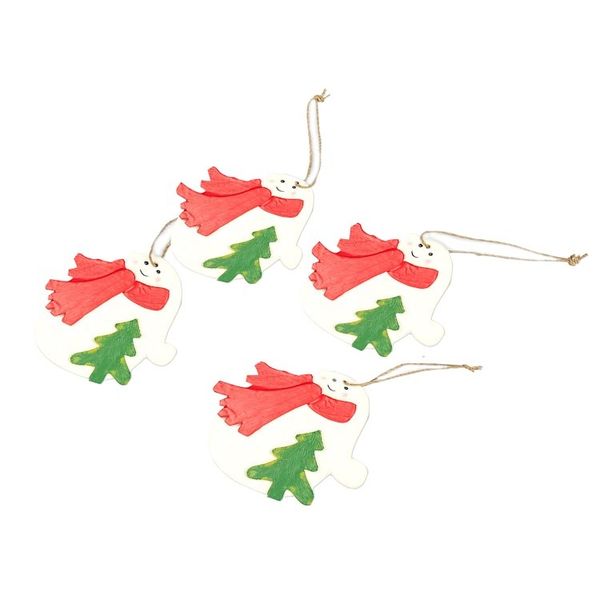 Alternate image for Set of 4 Hand-Painted Wood Snowmen Ornaments from Bali Christmas Snowmen