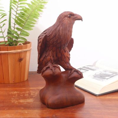 Alternate image for Hand-Carved Suar Wood Eagle Sculpture from Bali Noble Eagle