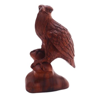 Alternate image for Hand-Carved Suar Wood Eagle Sculpture from Bali Noble Eagle