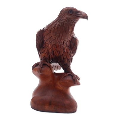 Alternate image for Hand-Carved Suar Wood Eagle Sculpture from Bali Noble Eagle