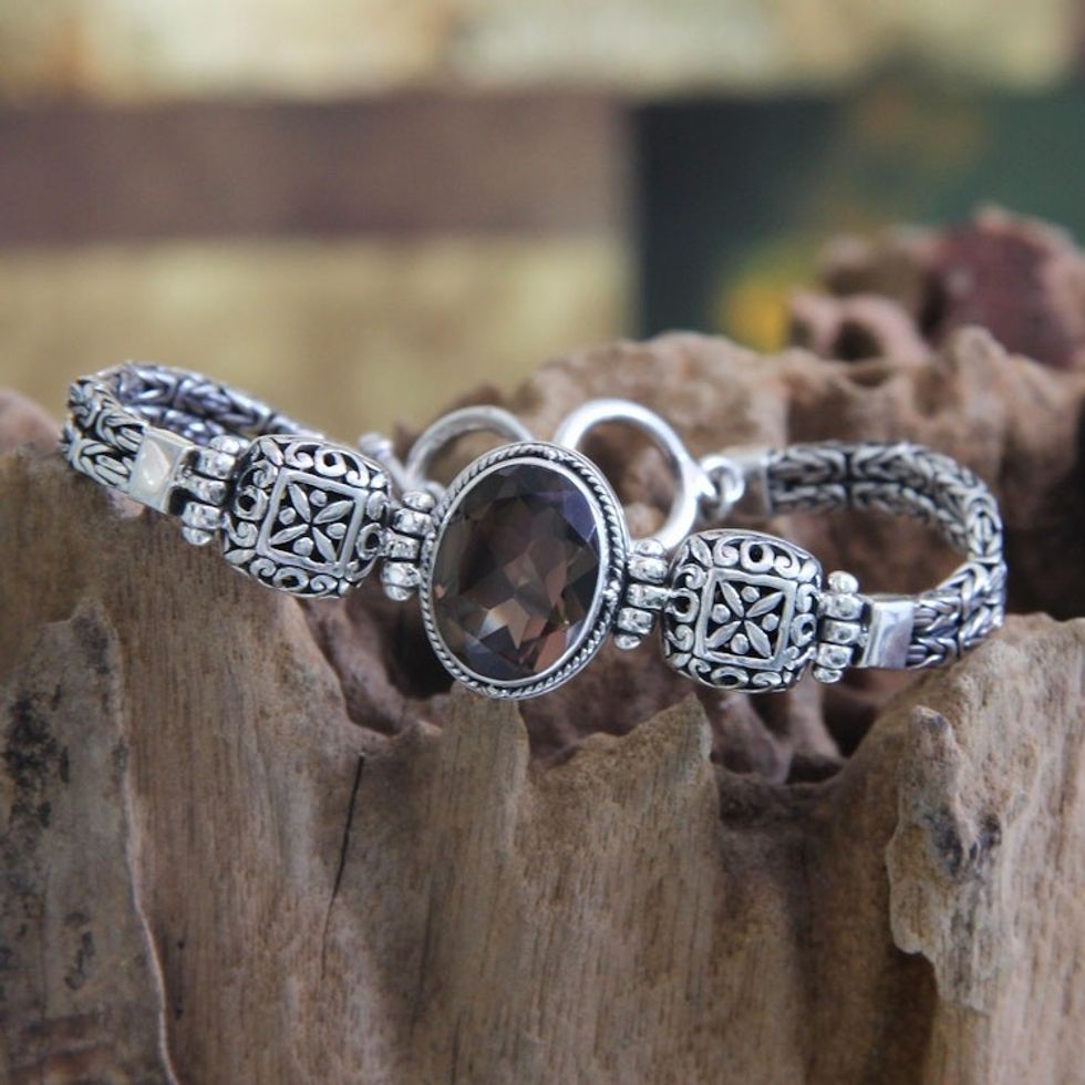 Smoky quartz pendant bracelet 'Forever'