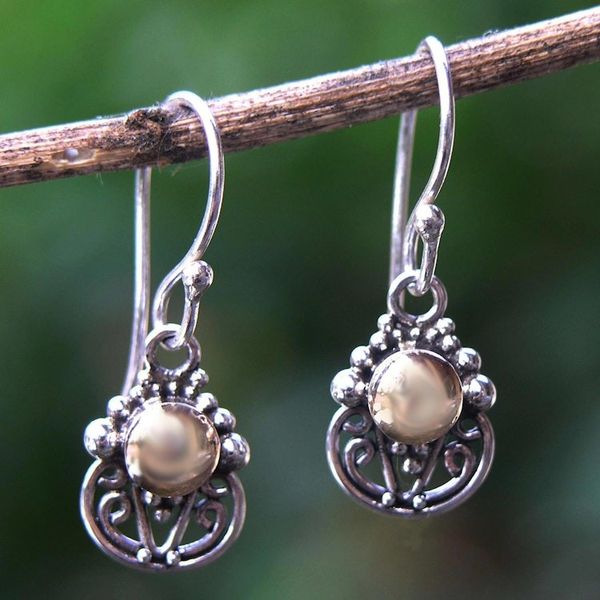 Alternate image for Gold Accent Sterling Silver Dangle Earrings Eastern Sun