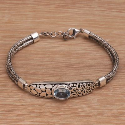 Alternate image for Pendant Style Silver Bracelet with Faceted Blue Topaz Kebun Raya Walk