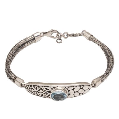 Alternate image for Pendant Style Silver Bracelet with Faceted Blue Topaz Kebun Raya Walk