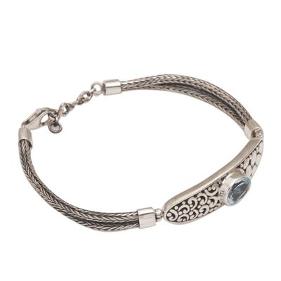 Alternate image for Pendant Style Silver Bracelet with Faceted Blue Topaz Kebun Raya Walk