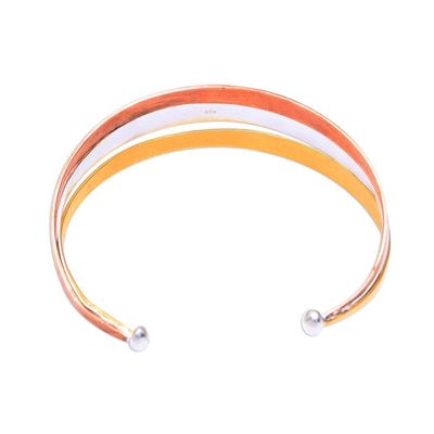 Alternate image for Gold Accent Sterling Silver Cuff Bracelet from Bali Metallic Rainbow