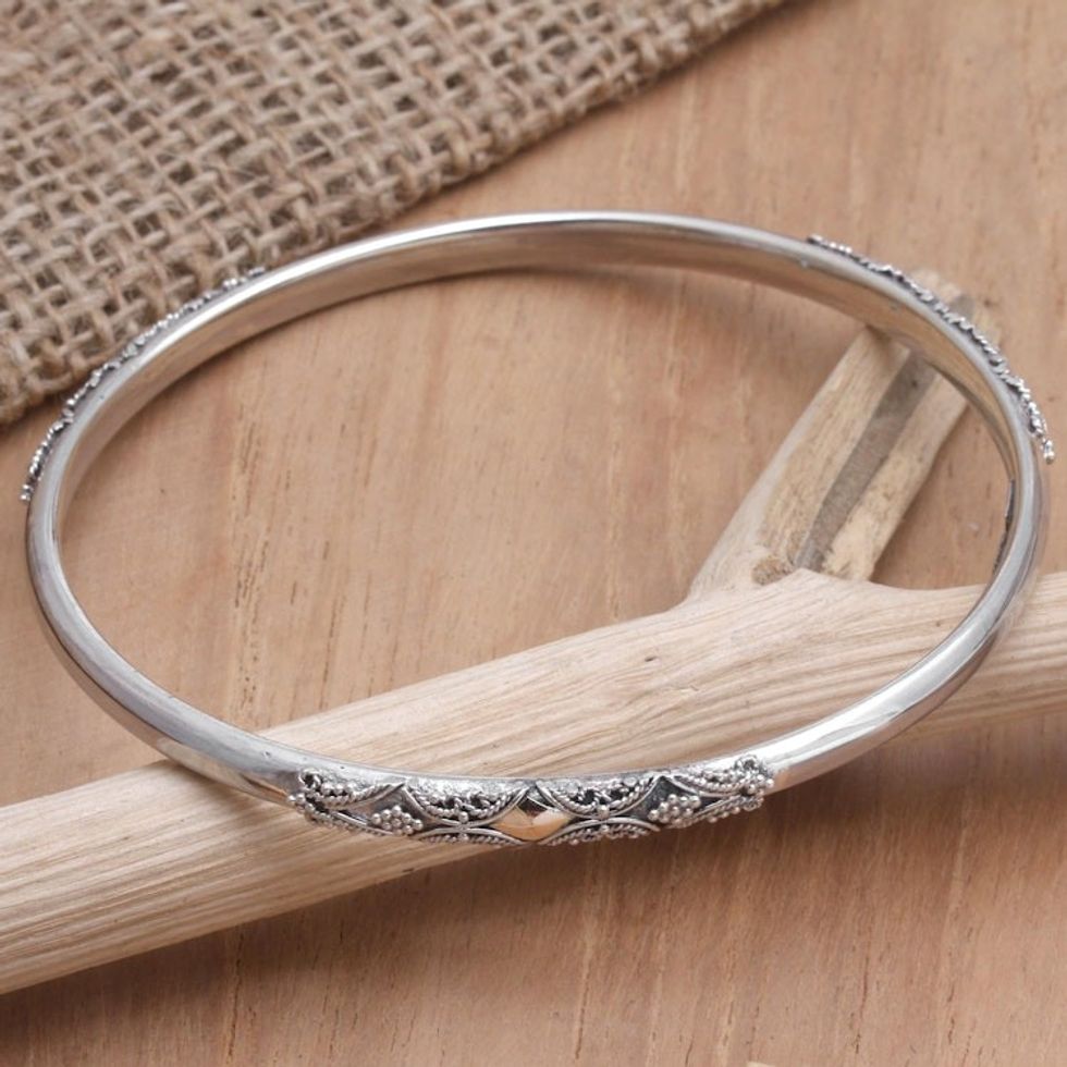 Hand Made Gold-Accented Bangle Bracelet 'Rolling Hills'