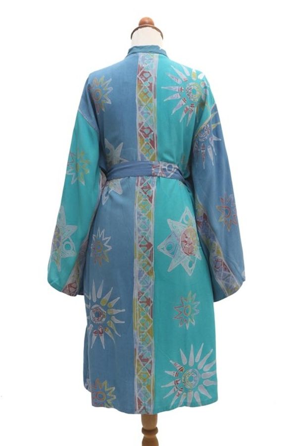 Alternate image for Hand-Stamped Batik Rayon Robe from Bali Remembrance