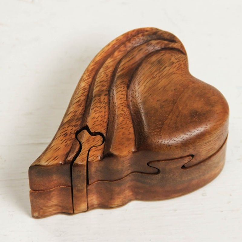 Image for Heart-shaped Wood Puzzle Box Flying Heart