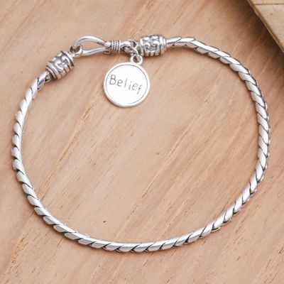 Alternate image for Inspirational Sterling Silver Charm Bracelet Chain Of Belief