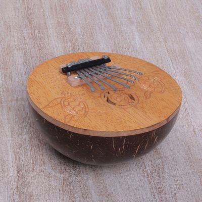 Alternate image for Hand Crafted Balinese Coconut Shell Thumb Piano Turtle Kalimba