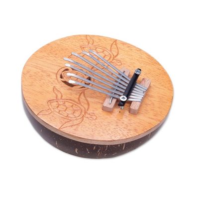 Alternate image for Hand Crafted Balinese Coconut Shell Thumb Piano Turtle Kalimba