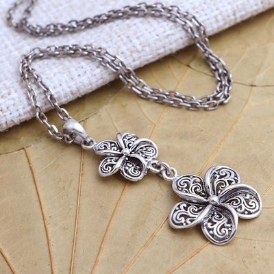 Alternate image for Handmade Sterling Silver Jasmine Flower Y-Necklace Sacred Jasmine