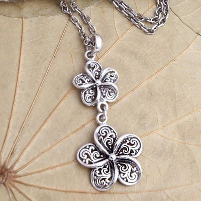 Alternate image for Handmade Sterling Silver Jasmine Flower Y-Necklace Sacred Jasmine