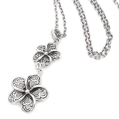 Alternate image for Handmade Sterling Silver Jasmine Flower Y-Necklace Sacred Jasmine