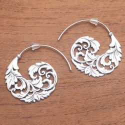 Image for Sterling Silver Vine Half-Hoop Earrings from Bali Garden Waves