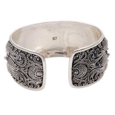 Alternate image for Sterling Silver Floral Cuff Bracelet Hand Crafted in Bali Temple Blooms