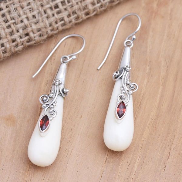 Alternate image for Hand Crafted Garnet and Sterling Silver Dangle Earrings Visionary Sight