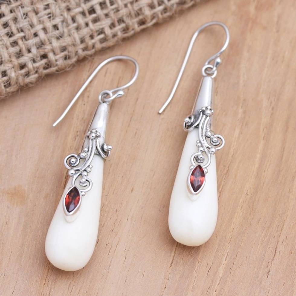 Hand Crafted Garnet and Sterling Silver Dangle Earrings 'Visionary Sight'