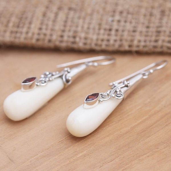 Alternate image for Hand Crafted Garnet and Sterling Silver Dangle Earrings Visionary Sight