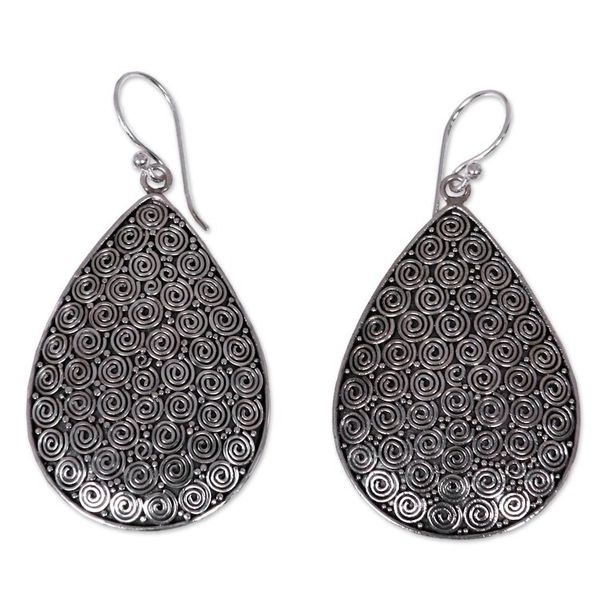 Alternate image for Buddha Theme Sterling Silver Earrings Handcrafted in Bali Buddhas Curls