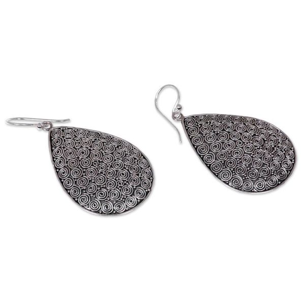 Alternate image for Buddha Theme Sterling Silver Earrings Handcrafted in Bali Buddhas Curls