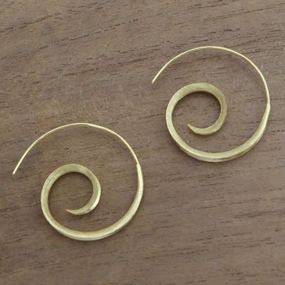 Alternate image for 18k Gold Plated Sterling Silver Half-Hoop Earrings from Bali Golden Curl