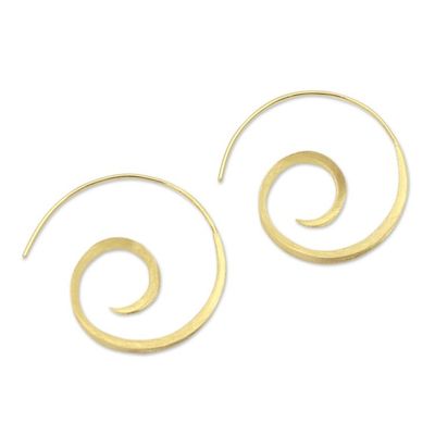 Alternate image for 18k Gold Plated Sterling Silver Half-Hoop Earrings from Bali Golden Curl