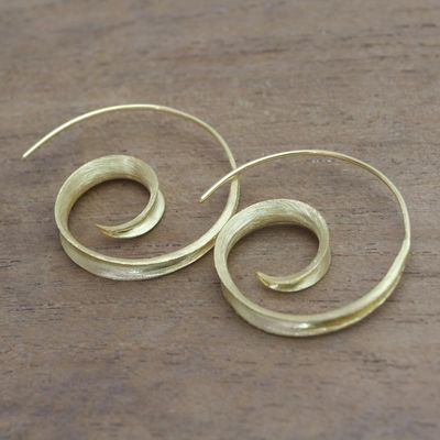 Alternate image for 18k Gold Plated Sterling Silver Half-Hoop Earrings from Bali Golden Curl