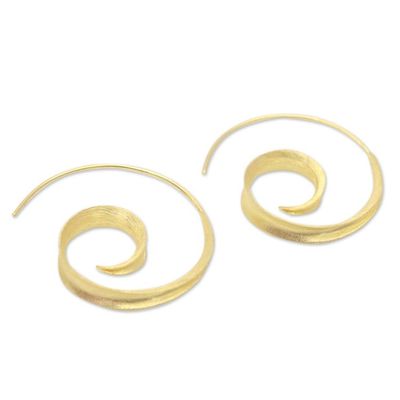 Alternate image for 18k Gold Plated Sterling Silver Half-Hoop Earrings from Bali Golden Curl