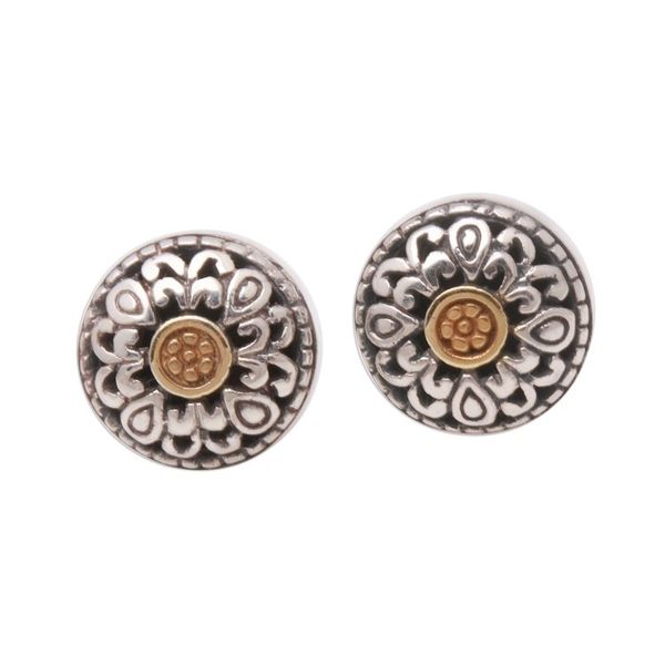 Alternate image for Wave Pattern Gold Accented Sterling Silver Stud Earrings Essence of Sun