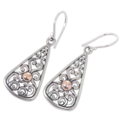 Alternate image for Balinese Artisan Crafted 18k Gold Accent Silver Earrings Temple Spire