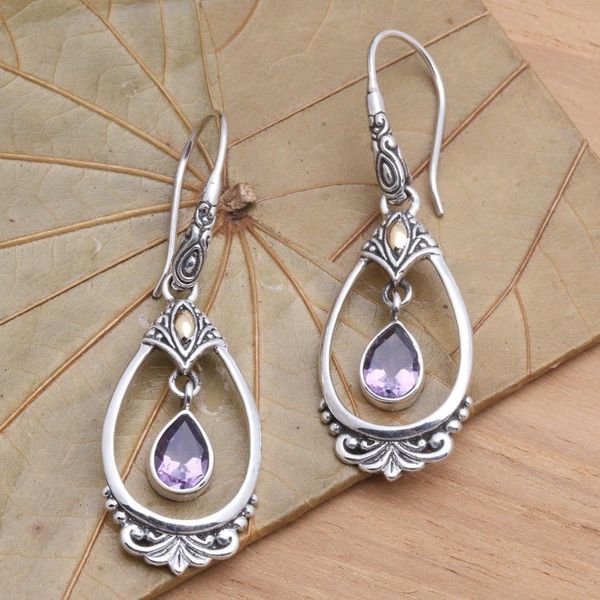 Alternate image for Victorian Style Amethyst Dangle Earrings Victoriana