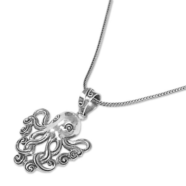 Alternate image for Sterling Silver Pendant Necklace of an Octopus Octopus of the Deep