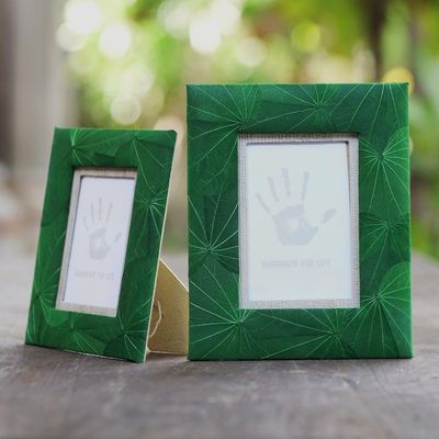 Alternate image for Artisan Crafted Natural Fiber Photo Frames 4x6 and 3x5 Autumn Spirit in Green