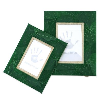 Alternate image for Artisan Crafted Natural Fiber Photo Frames 4x6 and 3x5 Autumn Spirit in Green
