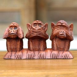 Image for Wood Sculpture from Indonesia Three Wise Monkeys