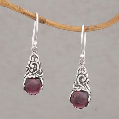Alternate image for Handmade 925 Sterling Silver Red Garnet Earrings Indonesia Red Sprout